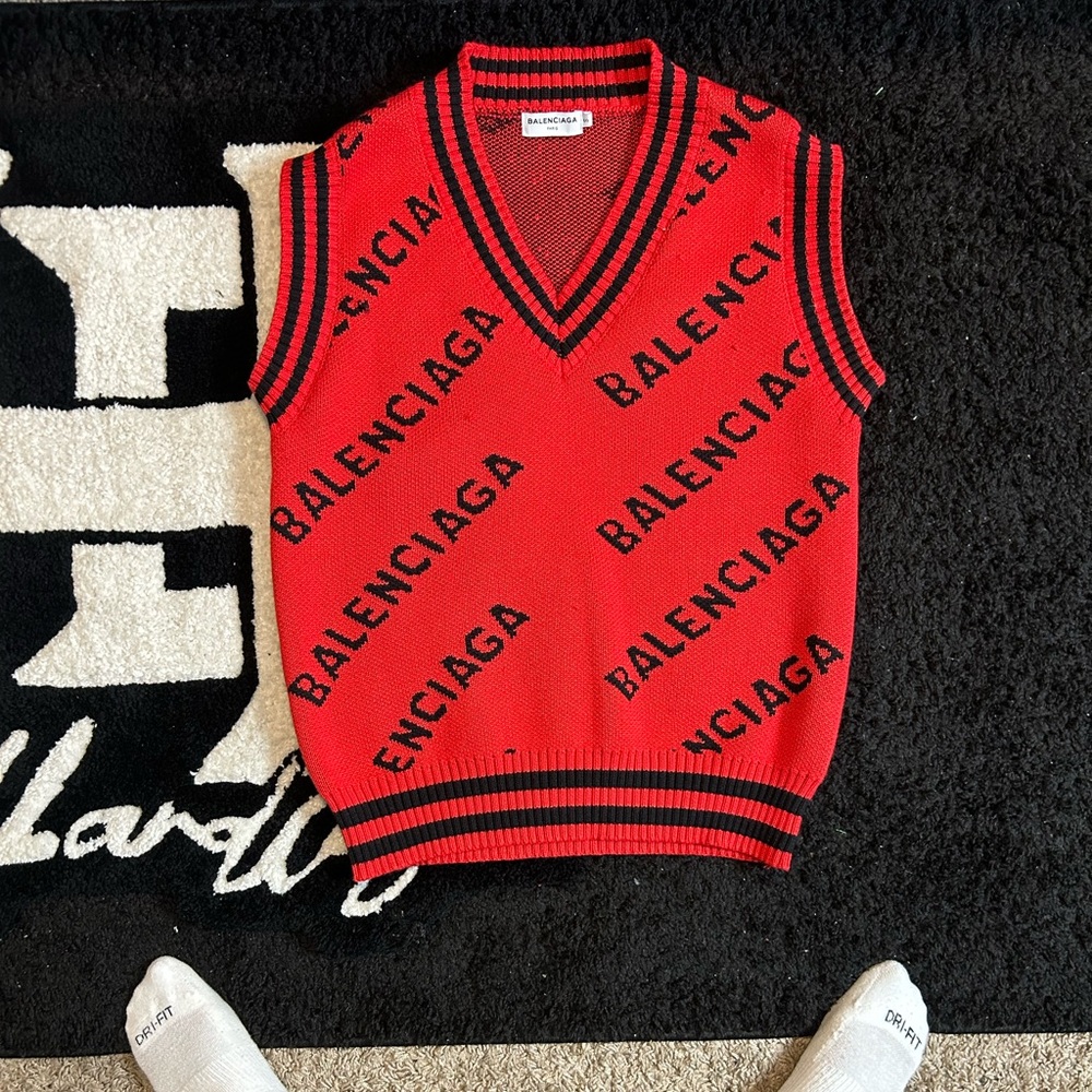 Balenciaga Red and Black Logo Vest